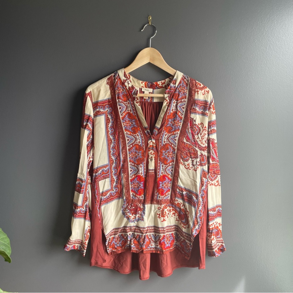 TINY bohemian boho Women blouse with V Neck